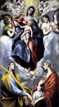 Репродукция картины "богородица и младенец со св. мартиной и св. агнессой " художника "эль греко"