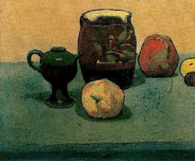 Копия картины "earthware pot and apples" художника "бернар эмиль"