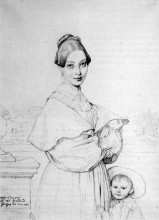 Копия картины "мадам балтар и ее дочь, паула" художника "энгр жан огюст доминик"