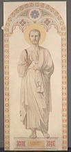 Картина "картон для окон часовня св. фердинанда. апостол филипп" художника "энгр жан огюст доминик"