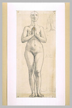 Репродукция картины "обнаженная стоя, сложив руки перед грудью, фронтальный вид" художника "энгр жан огюст доминик"