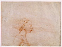 Копия картины "женский бюст, правый профиль" художника "энгр жан огюст доминик"