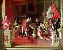 Копия картины "король филиппа v испанский производит в маршалы джеймса фицджеймса" художника "энгр жан огюст доминик"