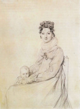 Репродукция картины "мадам александра летьер, урожденная роза мели, и ее дочь летиция" художника "энгр жан огюст доминик"