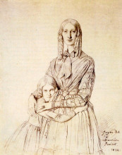 Картина "мадам фредерик реисет, урожденная модест гортензия реисет, и ее дочь тереза гортензия мари" художника "энгр жан огюст доминик"