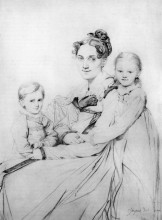 Репродукция картины "мадам жоан готтар рейнхольд, урожденная софи амалия доротея риттер, и две ее дочери сюзетта и мария" художника "энгр жан огюст доминик"