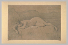 Репродукция картины "обнаженная, лежащая на скале" художника "энгр жан огюст доминик"