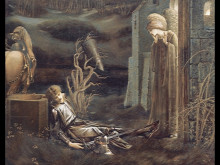 Репродукция картины "сон ланселота в часовне святого грааля" художника "бёрн-джонс эдвард"