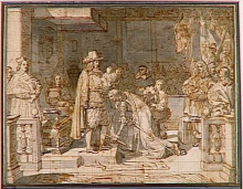 Репродукция картины "филипп v передает золотогое руно герцогу бервику после битвы при алмансе" художника "энгр жан огюст доминик"