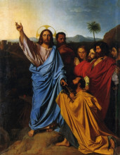 Репродукция картины "иисус возвращает ключи св.петру" художника "энгр жан огюст доминик"