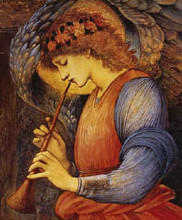 Репродукция картины "ангел, играющий на флейте" художника "бёрн-джонс эдвард"