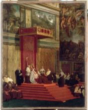 Репродукция картины "папа пий vii (луиджи барнаба шиарамонти) посещает часовню" художника "энгр жан огюст доминик"