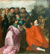 Картина "la curaci&#243;n de san buenaventura ni&#241;o por san francisco" художника "эррера франсиско (старший)"