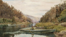 Картина "boatman on the hawkesbury river, at cole and candle creek, near akuna bay" художника "эштон джулиан"