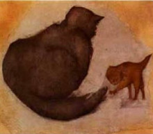Репродукция картины "кошка и котенок" художника "бёрн-джонс эдвард"