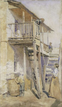 Репродукция картины "back of old house, clyde st miller&#39;s point" художника "эштон джулиан"