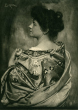 Копия картины "woman in kimono" художника "юджин фрэнк"