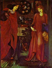 Репродукция картины "прекрасная розамунда и королева элеонора" художника "бёрн-джонс эдвард"