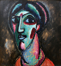 Копия картины "head in black and green" художника "явленский алексей фон"