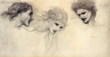 Репродукция картины "этюды головы к маске купидона" художника "бёрн-джонс эдвард"