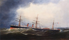 Картина "the s. s. france of the french line at sea" художника "якобсен антонио"