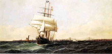 Репродукция картины "the &#39;american&#39; leaving new york harbor" художника "якобсен антонио"