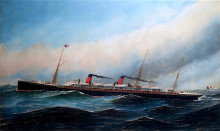 Репродукция картины "the s. s. touraine of the french line at sea" художника "якобсен антонио"