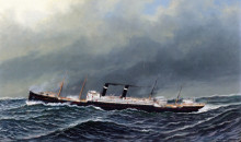 Репродукция картины "the dutch steamer vaderland on a choppy sea" художника "якобсен антонио"