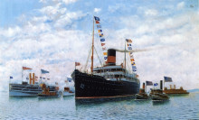 Копия картины "steamship oscar ii entering new york harbor" художника "якобсен антонио"