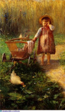 Репродукция картины "child with cart" художника "яковидис георгиос"