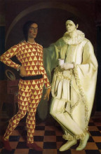 Копия картины "self-portraits (harlequin and pierrot) - with vasiliy shukhaev" художника "яковлев александр"