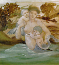 Копия картины "русалка со своими отпрысками" художника "бёрн-джонс эдвард"