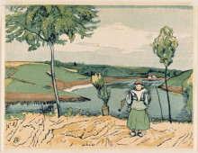 Картина "dutch girl in landscape" художника "ямамото канае"