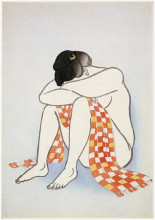 Репродукция картины "woman with scarf" художника "ямамура тоёнари"