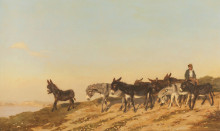 Копия картины "donkeys in the midi" художника "бернард евгене"