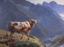 Копия картины "bull in the alps" художника "бернард евгене"