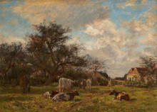Репродукция картины "on a sussex farm" художника "чарльз джеймс"