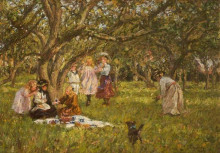 Репродукция картины "the picnic" художника "чарльз джеймс"