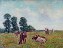 Репродукция картины "meadow scene with cattle and trees" художника "чарльз джеймс"