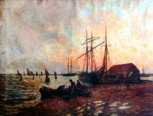 Репродукция картины "return of the boat, shoreham" художника "чарльз джеймс"