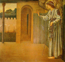 Репродукция картины "благовещение. ангел" художника "бёрн-джонс эдвард"