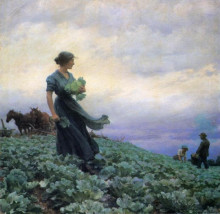 Репродукция картины "the cabbage field" художника "курран чарльз куртни"