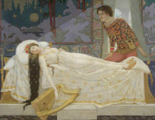 Копия картины "the sleeping princess" художника "дункан джон"