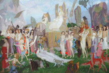 Репродукция картины "ivory, apes and peacocks" художника "дункан джон"