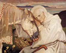 Репродукция картины "st. columba bidding farewell to the white horse" художника "дункан джон"