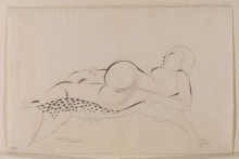 Репродукция картины "nude woman reclining on a leopard skin" художника "гилл эрик"