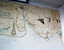 Репродукция картины "map of north west england in the midland hotel, morecombe (detail)" художника "гилл эрик"