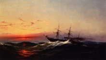 Картина "sunset on a rough sea" художника "хамильтон джеймс"