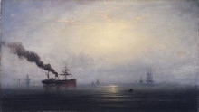 Копия картины "foggy morning on the thames" художника "хамильтон джеймс"