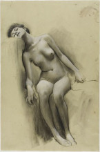 Картина "seated female nude" художника "хиреми-хиршель адольф"